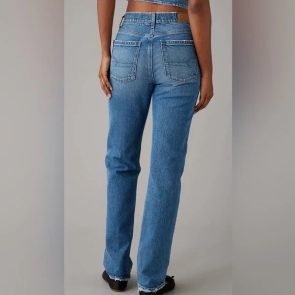 AMERICAN EAGLE Medium Wash High-Rise Stretch Slim Straight Jeans Size 6 Long - Picture 2 of 14